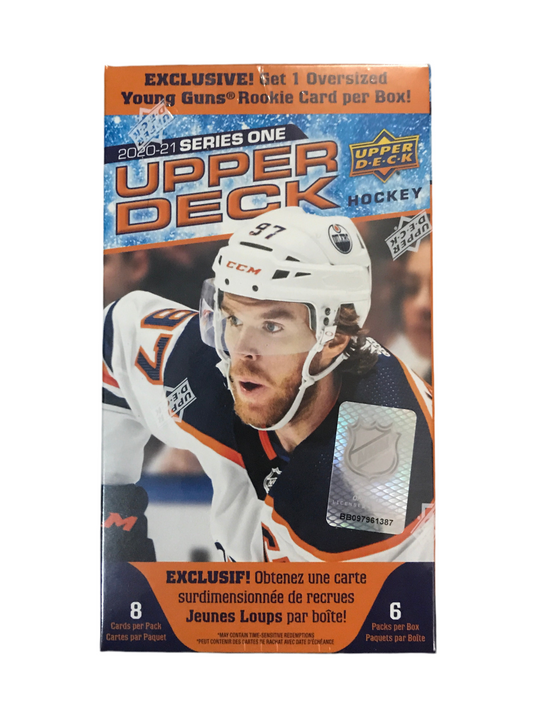 UpperDeck NHL Series One 2020-2021 Blaster Box (Exclusive Get 1 OVERSIZED YOUNG GUNS Rookie Card per box!)