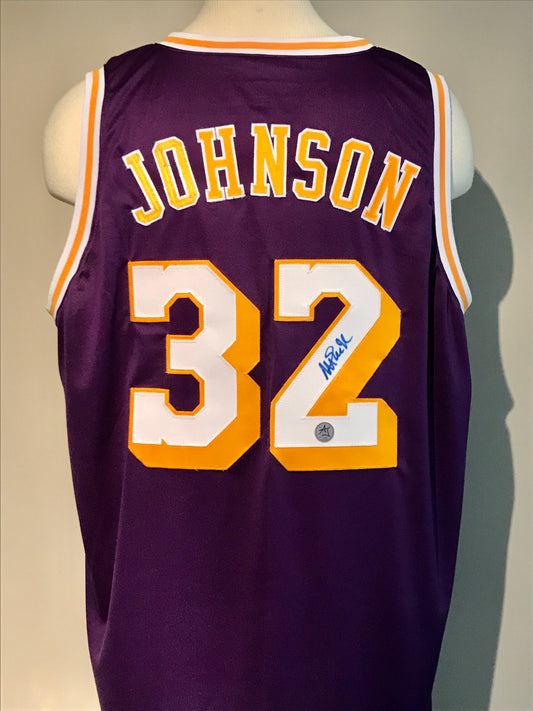 Magic Johnson Autographed Lakers Jersey (AJ Sports Certified)